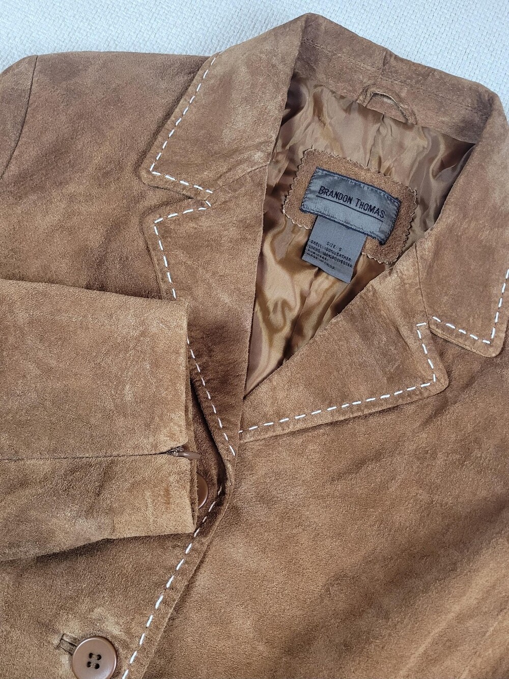 Brandon Thomas Jacket Womens Small Suede Leather Western Blazer Lined Zip Cuffs